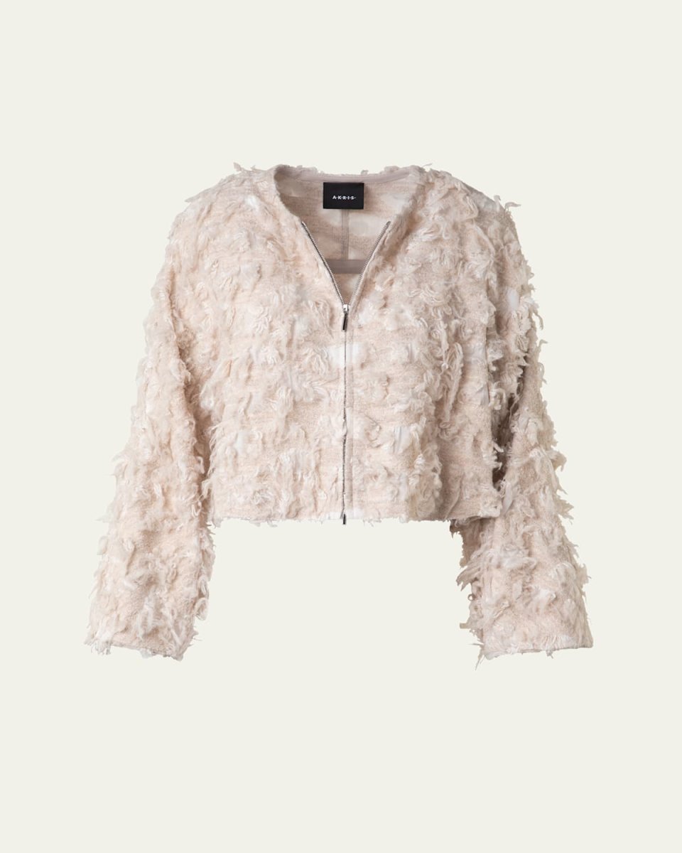 Alida Short 3D Jacquard Wool-Blend Jacket
